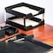 Dacasso Black Bonded Leather Double Letter Trays AG-1422 - alternate 6